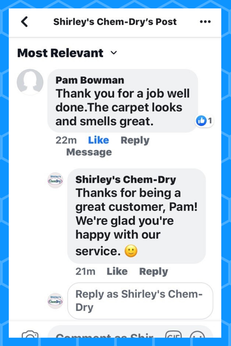 shirley's chem-dry carpet cleaning review on facebook