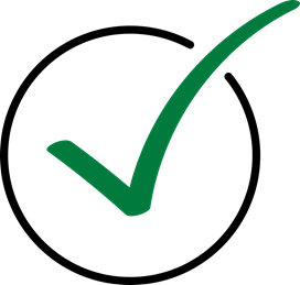 green check mark in black circle image